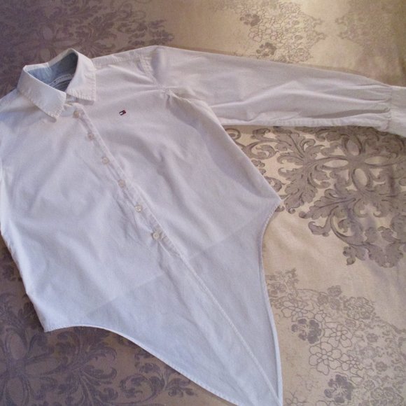 TOMMY HILFIGER JEANS WHITE WAIST TIE TOP - Picture 15 of 16